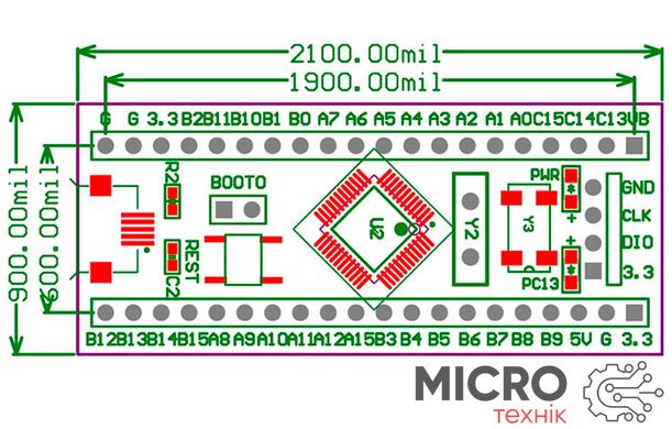 Модуль STM32F051C8T6 - DIP40 3021616 фото