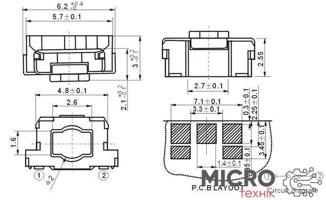 Кнопка тактова TS-017D 2pin SMD 3040931 фото