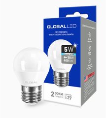 Лампа світлодіодна GLOBAL LED G45 F 5W 4100K 220V E27 AP 3007606 фото