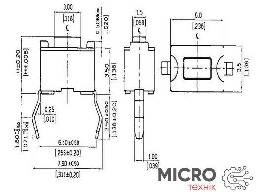 Кнопка тактовая TACT 6x3-5.0 3000821 фото