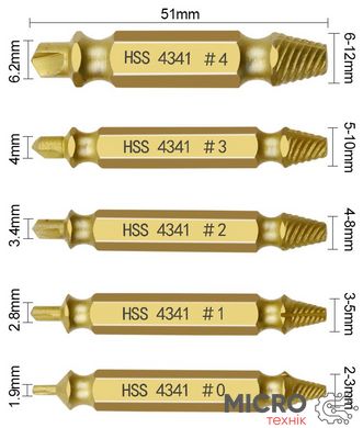 Набір екстракторів гвинтів, 5 шт. 3047714 фото