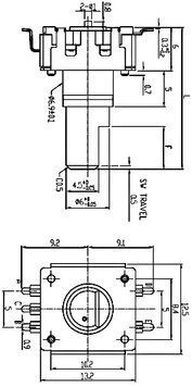 Энкодер серии RE12 (EC12) RE1201XD2-V01 L=17.5mm с кнопкой вертикальный SMD 3015689 фото