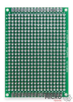 Плата двухсторонняя макетная 5cmX7cmX1,6mm шаг 2,54 маска металлиз. 3021308 фото