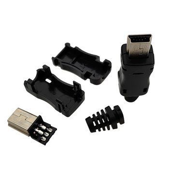 Вилка Mini USB 5pin в корпусе на черный кабель CN-07-08 3049137 фото