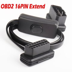 Подовжувач з вимикачем OBD2 16pin Extend 0.6м плоский кабель 3028254 фото
