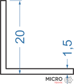 Уголок алюминиевый 20 х 20 х 1.5 мм, 1 метр 3010329 фото