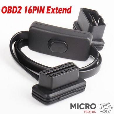 Подовжувач з вимикачем OBD2 16pin Extend 0.6м плоский кабель 3028254 фото