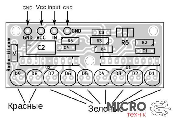 Радиоконструктор Индикатор уровня сигнала светодиодный K138 3045715 фото
