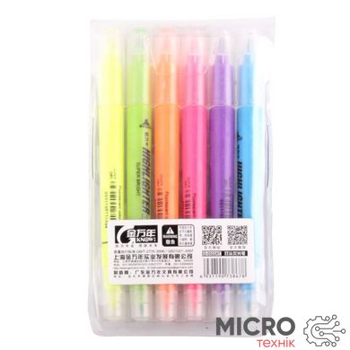 Набір маркерів для виділення тексту (highlighter) G-0522АТ, 6 кол., 1+3мм 3038664 фото