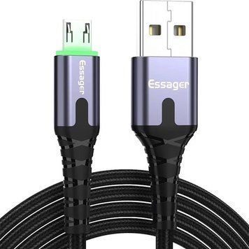 Кабель USB 2.0 AM/BM microUSB 2м з підсвічуванням сірий 3048484 фото