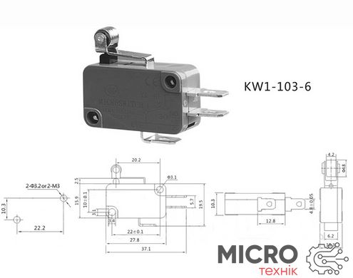 Мікроперемикач KW1-103-6 3026199 фото