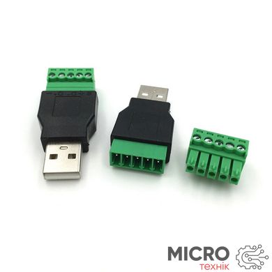 Вилка USB Male тип A з клемником на кабель 3038955 фото