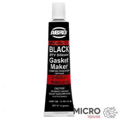 Герметик силиконовый ABRO черный 12 AB-32-R Black RTV Silicone Gasket Maker 32г 3039310 фото