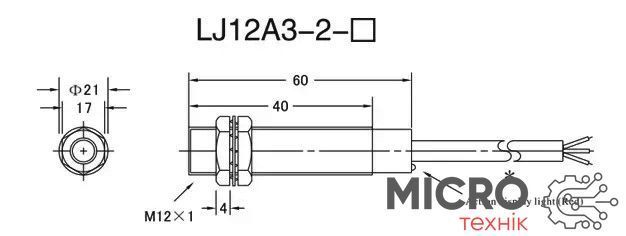 Датчик приближення LJ12A3-2-Z/BY 12мм PNP NO Індуктивний 3040063 фото