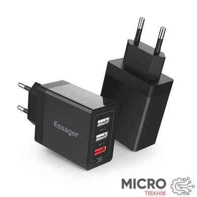 Зарядний USB QC3.0 Quick Charge 3xUSB 30W 5V/9V/12V чорний 3040434 фото