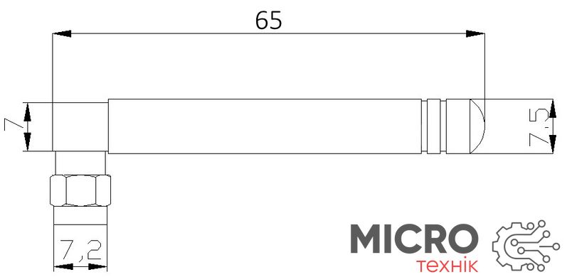 Антенна RF433 SMA Male Угловая L=65mm 3dBi 3044732 фото