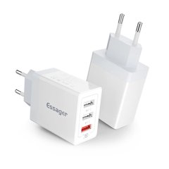Зарядний USB QC3.0 Quick Charge 3xUSB 30W 5V/9V/12V білий 3040435 фото