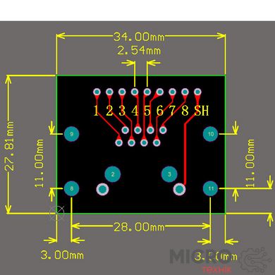 Типографская плата с разъемом RJ45 горизонтальный to DIP 3043952 фото