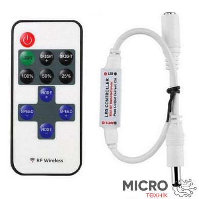 Контроллер LED 12-24В Wireless RF Mini 11-Key Monochrome 3038143 фото