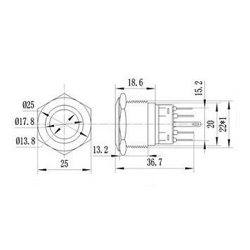 Кнопка антивандальна HQ22S/F11Z-24V-W 17483 фото