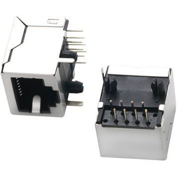 Гнездо 8p8c RJ45 на плату L=18.3мм углов. экранир. черное 3048938 фото