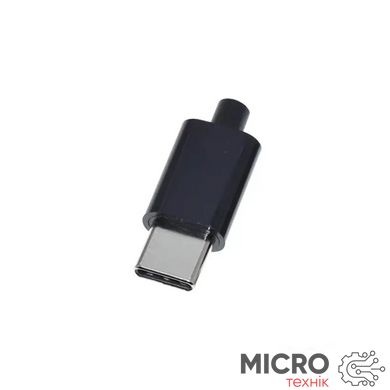 Вилка USB Type-C 4pin у корпусі на кабель чорна CN-7-06 3049042 фото