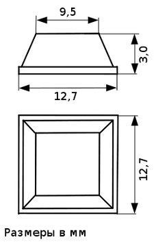 Ніжка гумова KTT1303 12.7x12.7мм h=3.0мм Чорна квадратна 3016217 фото