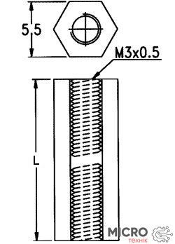 Стійка пластикова HTP-320 двостор. внутр. різьбленням М3x20мм 3001225 фото