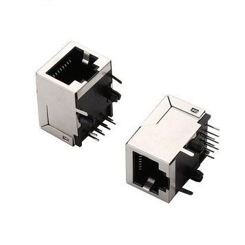 Гнездо 8p8c RJ45 в плату L=21мм угловое экранир. черное 3048939 фото