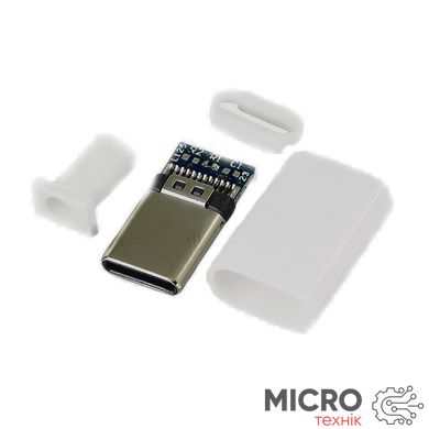 Вилка USB Type-C 4pin у корпусі на кабель біла CN-7-07 3049043 фото