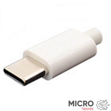 Вилка USB Type-C 4pin у корпусі на кабель біла CN-7-07 3049043 фото