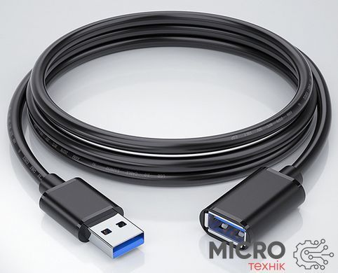 Кабель USB3.0 AM/AF, удлинитель 2м черный 3040477 фото