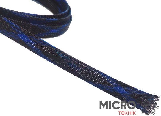 Кабельне обплетення зміїна шкіра 6мм, чорна з синім 3034470 фото