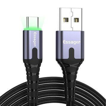 Кабель USB 2.0 AM/ Type-C 1м з підсвічуванням сірий 3040447 фото