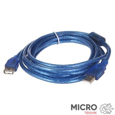 Кабель USB2.0 AM/AF, підовжувач 2.5м синій з фільтром 3035327 фото