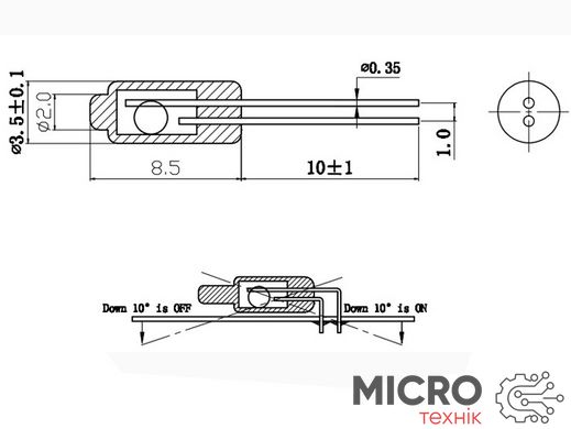 Вибрационный датчик Вибрационный ртутный замыкач SW-1001p 3020467 фото