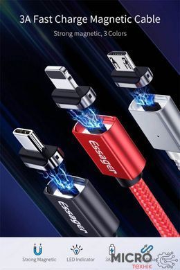 Кабель магнітний USB2.0 AM/B micro-USB 1м сріб. Текстильн. обплетення 3040462 фото