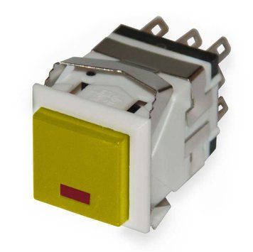 Кнопка KD2-22WYR жовта без фіксації ON-(ON) з індикатором 3030792 фото