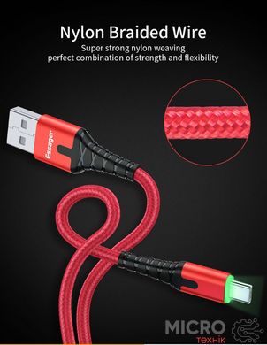 Кабель USB 2.0 AM/ Type-C 0.5м з підсвічуванням червоний 3040449 фото