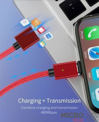 Кабель магнітний USB2.0 AM/Type-C 1м чорна текстильн. обплетення 3040466 фото
