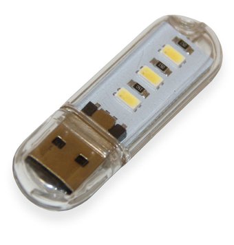 Фонарик USB 3 LED білий теплий світ 3039386 фото