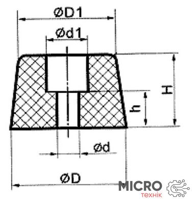 Ніжка гумова XD2814 D=27.6мм H=13мм Чорна 3043735 фото