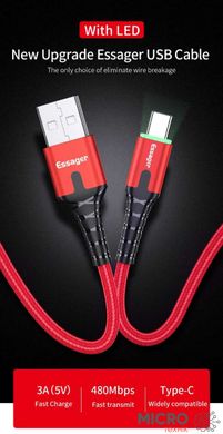 Кабель USB 2.0 AM/Type-C 1м с подсветкой красный 3040450 фото