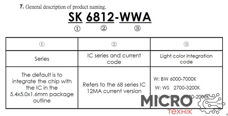 Світлодіод SMD 5050 SK6812 WWA 4pin 3044323 фото