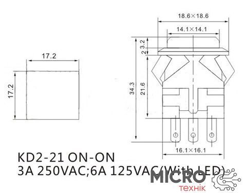 Кнопка KD2-22byr желтая без фикс. ON- (ON) с индикатором 3042227 фото
