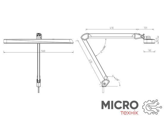 Лампа настільна на струбцині 9505led-24-З dimming 117led, 24Вт СІРА 3040989 фото