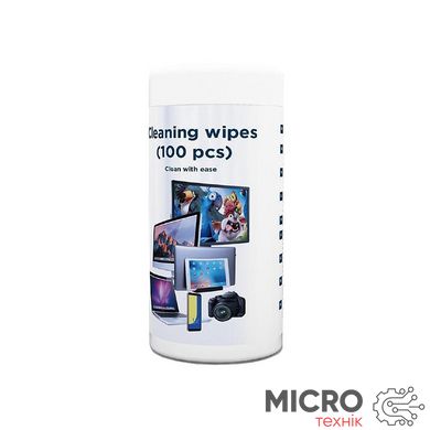 Салфетки чистящие для дисплея Gembird CK-WW100-01 для TFT/LCD, 100 шт 3045408 фото