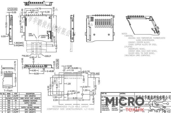 Роз'єм MR07 для Micro SD з виштовхувачем 3021276 фото