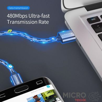 Кабель USB 2.0 AM/BM microUSB 1м 2.4А в оплетке серый 3040455 фото