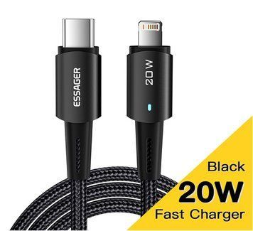 Кабель USB Type-C/ Apple Lightning 1м 20W чорний 3045130 фото